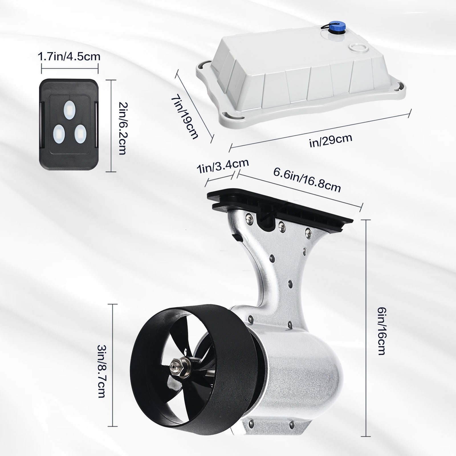 Paradise Pad Electric Motorized SUP Fin - Air7 + Hardboard Adaptor