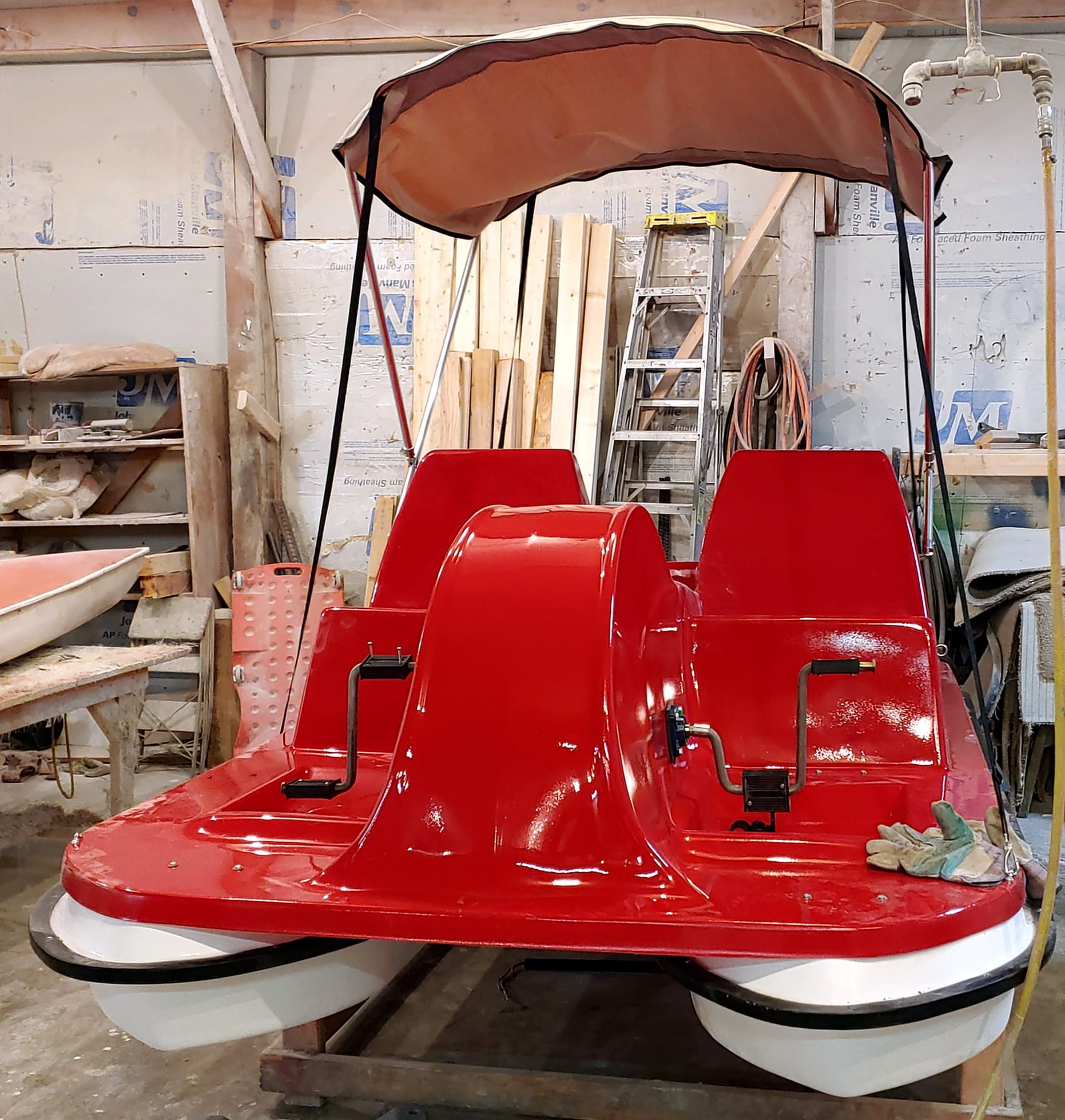 Red Adventure Glass 4 Person Platform SeaVenture Paddle Boat  with Bimini Sunshade