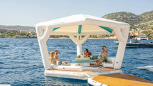 Load image into Gallery viewer, three people on the Yachtbeach Pavilion Beachclub Setup