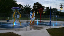 Load image into Gallery viewer, Rain Drop Products Water Features Mounted On A Splashpad