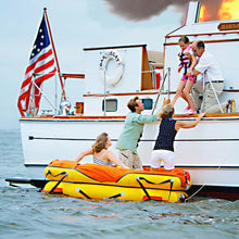 Load image into Gallery viewer, people ready to board the Switlik OPR Offshore Passage Raft