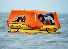Load image into Gallery viewer, people on board the Switlik OPR Offshore Passage Raft with canopy