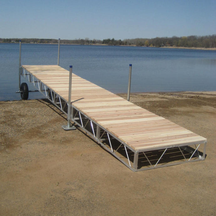 Patriot Docks 32' Straight Roll-in Dock cedar decking