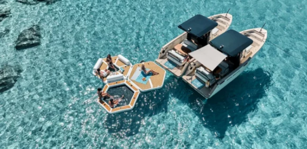 Yachtbeach Inflatable Party Zone 2.50 Hex Teak Platform 8'2