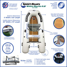 Load image into Gallery viewer, Inflatable Sport Boats White Marlin 9.8′ Air Floor