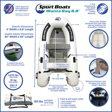 Load image into Gallery viewer, Inflatable Sport Boats Manta Ray 8.8′ Aluminum Floor