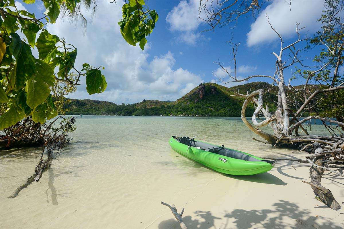 two people kayaking with the Gumotex TWIST 1 8′6″ Inflatable Kayak