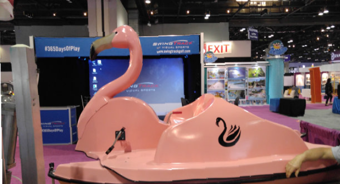 Adventure Glass Pink Flamingo Platform 4 Person Paddle Boat