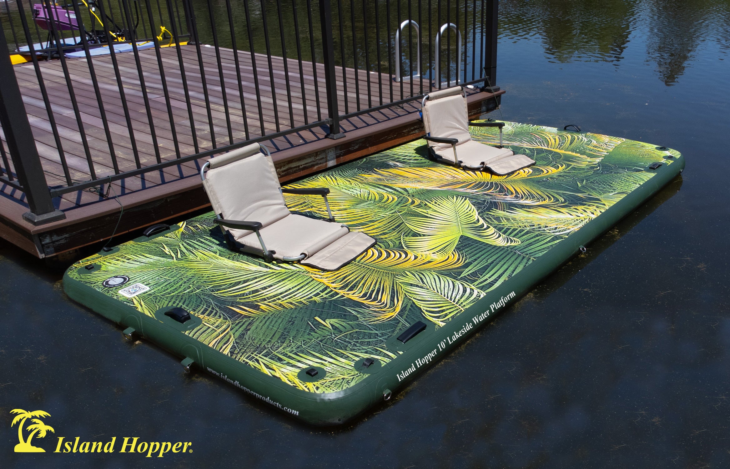 Island Hopper 10′ Lakeside Tropical Graphics Series Inflatable Water Platform/ Dock