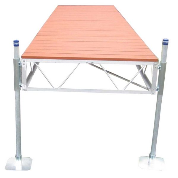 Patriot Docks 24' Straight Stationary Dock brown aluminum decking