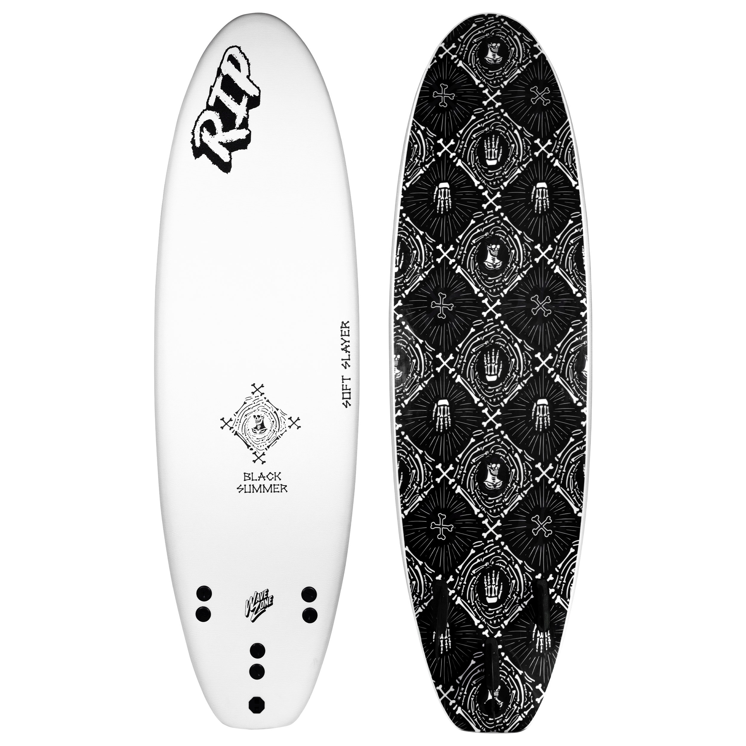 Wave Zone Rip Black Summer Longboard 7'