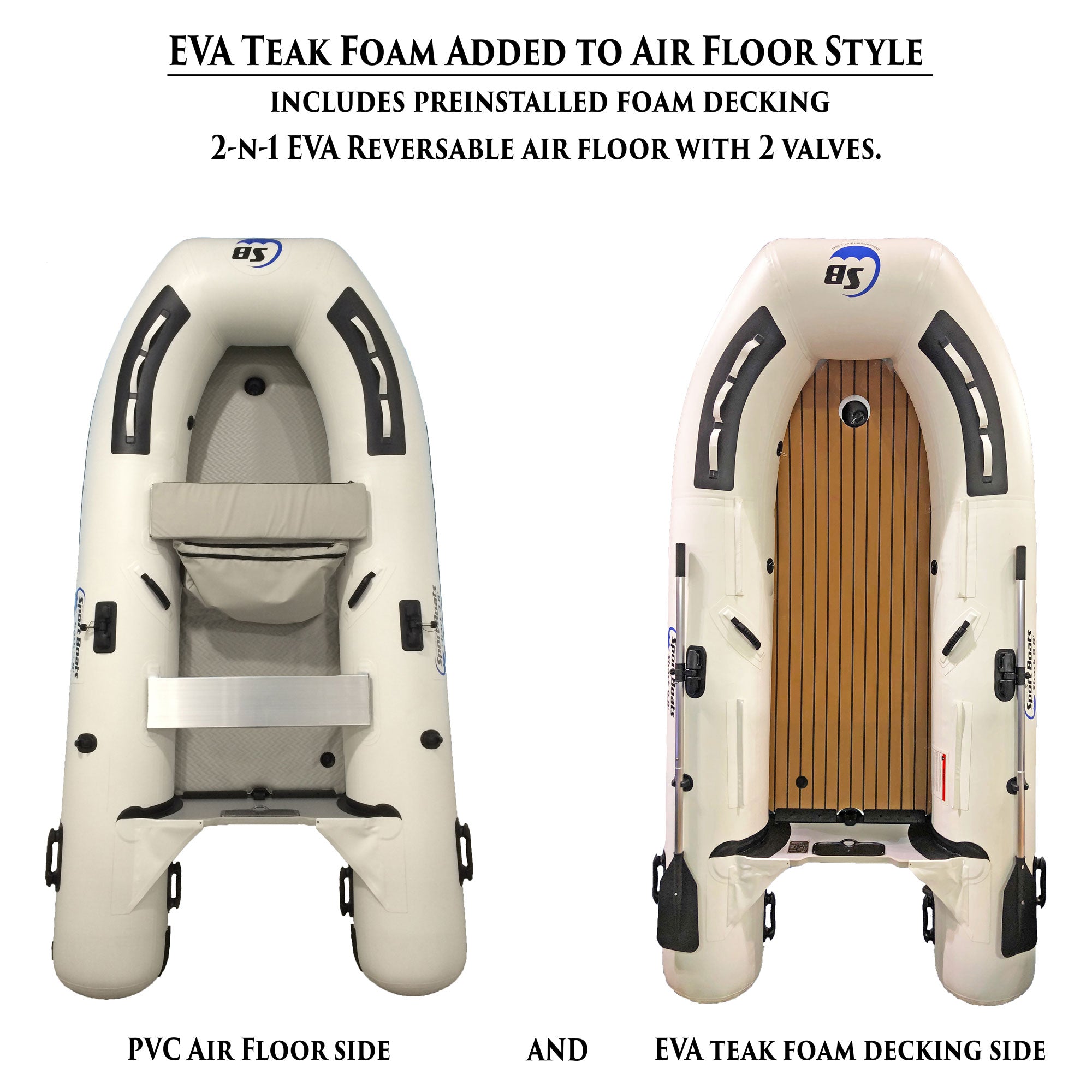 Inflatable Sport Boats Dolphin EVA Teak 2-n-1 Air Floor 8.8′