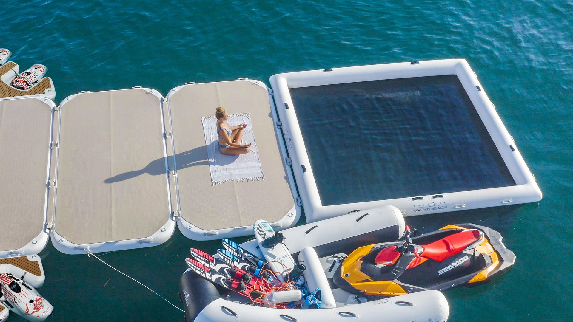YachtBeach JetXtender 380 Welded attached to Jet Ski with some stuff loaded