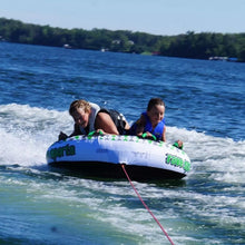 Load image into Gallery viewer, 2 boys riding Rave Sports Frantic 2 Rider Towable 02406