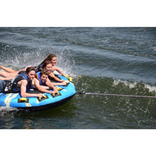 Load image into Gallery viewer, 4 people enjoying Rave Sports Mega Storm 4 Rider Towable 02325