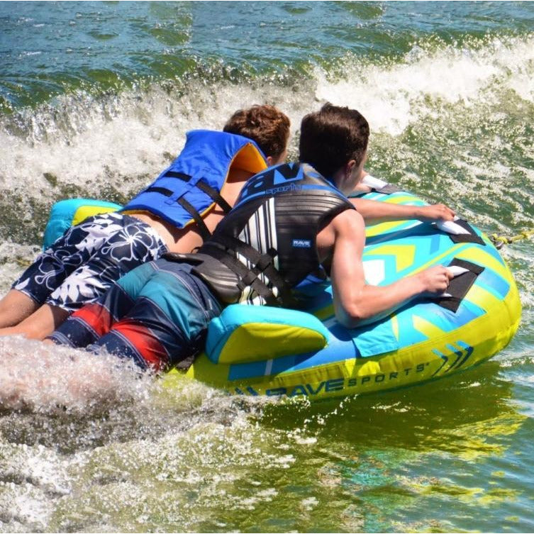 back of 2 person riding Rave Sports  Cutter 2 Person Towable 02826