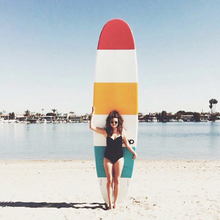Load image into Gallery viewer, POP Board Co 11'6" Throwback Red/Yellow/Blue Fiberglass SUP