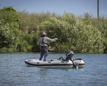 Load image into Gallery viewer, Man fishing with the Takacat T380S Inflatable Boat