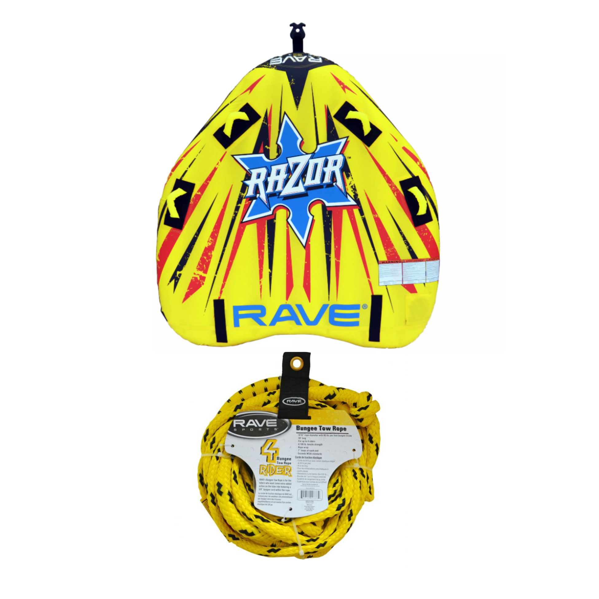 Rave Sports Razor 2 Rider Towable 02265 with Bungee Tow Rope 02333