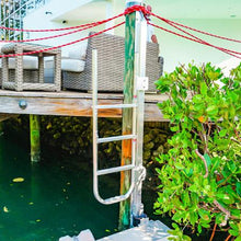 Load image into Gallery viewer, Kayak Dock Accessories - Seahorse Docking Floating Boarding Ladder attached to a dock post