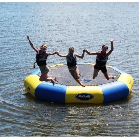 3 People jumped out the Rave Sports Bongo Bouncer 10 - 10' Springless Water Bouncer 02011