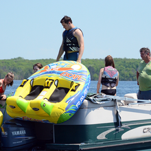 Load image into Gallery viewer, Rave Escape Pontoon 2P Towable Tube being set up