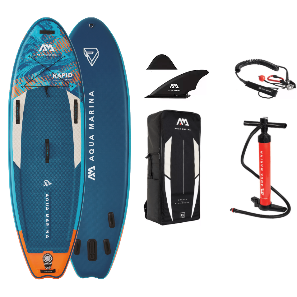 Inflatable Stand-Up Paddlebard - Aqua Marina Rapid 9'6" Inflatable Stand Up Paddleboard complete set