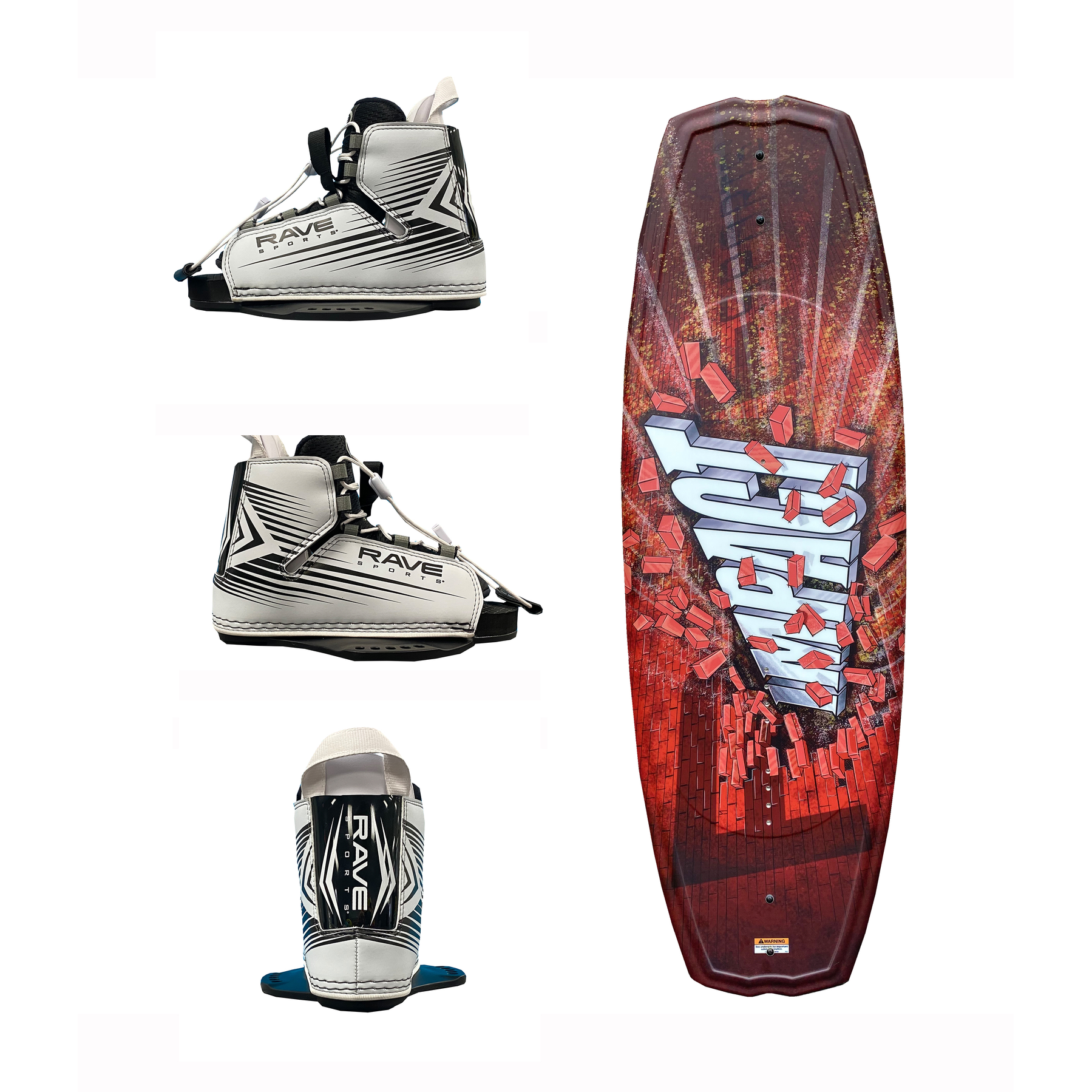 Rave Impactâ„¢ Red Brick wakeboard with Youth bindings