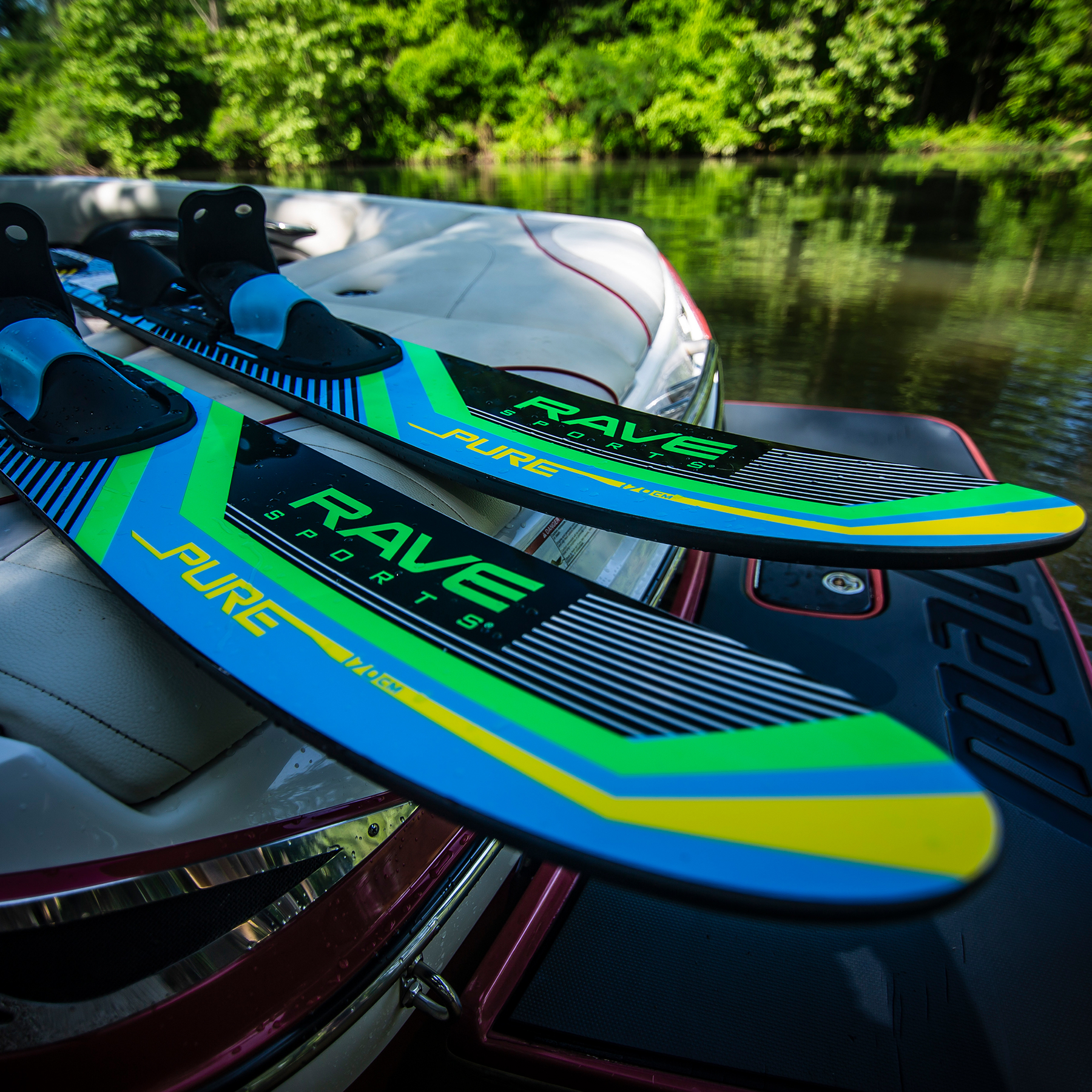 Rave Adult Pure Combo Water Ski on the boat