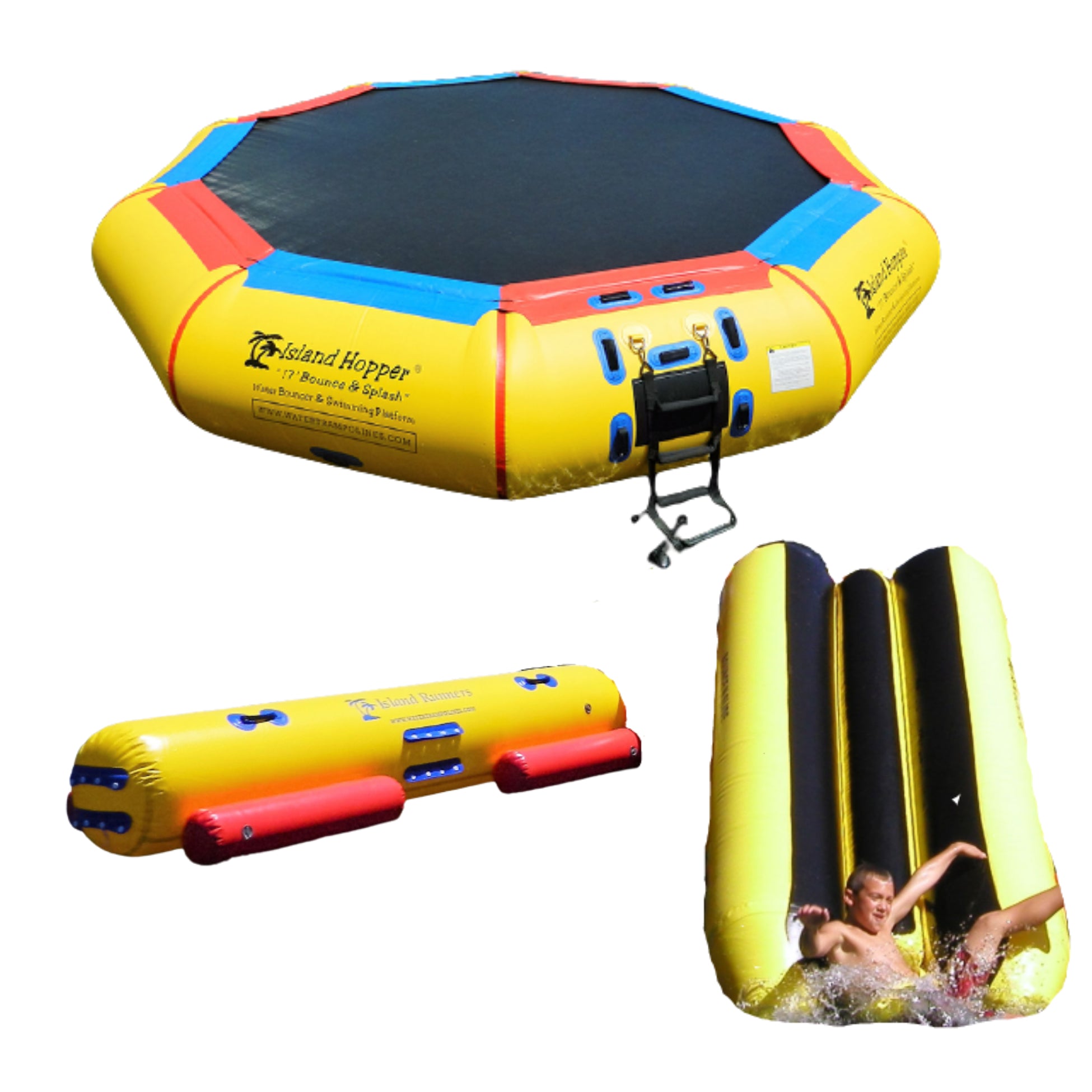 Water Bouncer - Island Hopper 17′ Bounce-N-Splash Padded Water Bouncer  17BNS