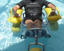 Load image into Gallery viewer, Person using a AccessRec WaterWheels Floating Beach Wheelchair  in a pool