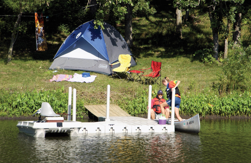 Connect-A-Dock L-Dock Packages 1000 Series-Low Profile with kayak and boat at the side
