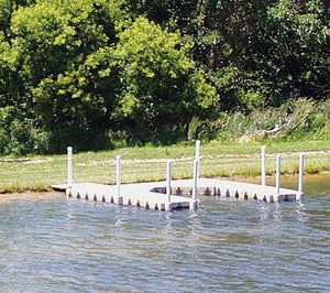 Connect-A-Dock U Shape Low-Profile Docks installed at the lake