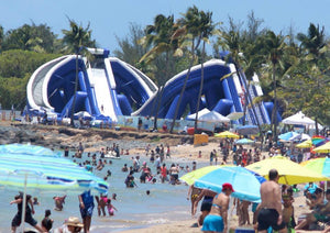 Double Freestyle Slides Trippo Inflatable Water Slide at the beach