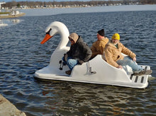 Load image into Gallery viewer, Adventure Glass Swan Platform 2 Person Paddle Boat with three people on board