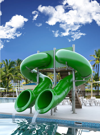 Spectrum Aquatics Double Flume 360°/360° Half Hex Deck Poolside Slides