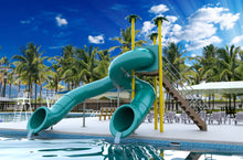 Load image into Gallery viewer, Spectrum Aquatics Double Flume 90°/360° Triangle Deck Poolside Slides