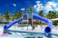 Spectrum Aquatics Double Flume 90°/90° Half Hex Deck Poolside Slides