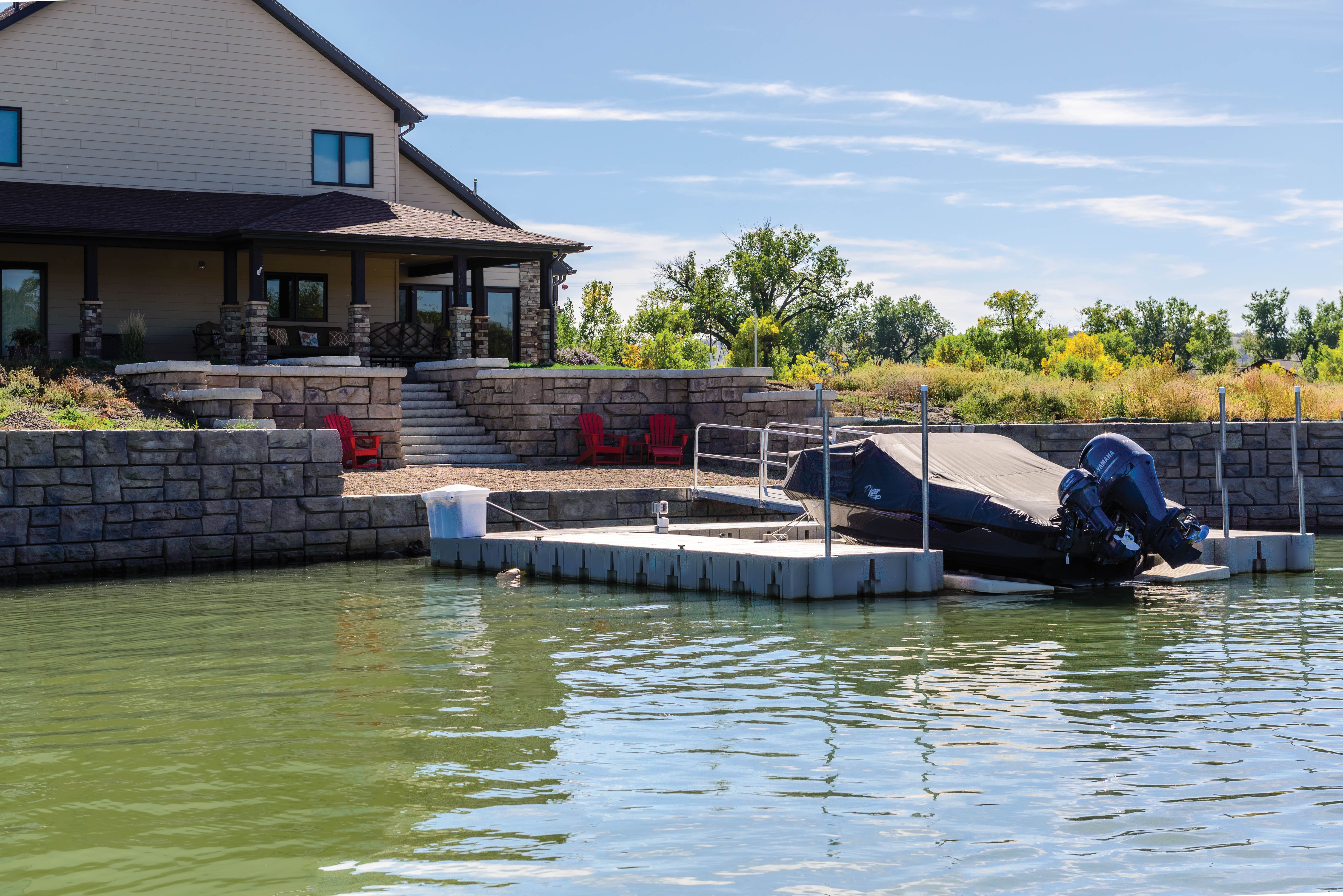 Connect-A-Dock U Shape High-Profile Docks with a boat