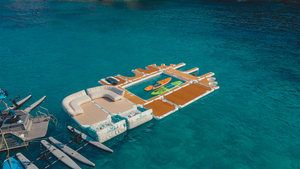 Yachtbeach Platform 6.16 Premium Teak 20'x6,7' with other yachtbeach platform making a small island