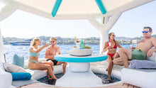 Load image into Gallery viewer, Four people enjoying the Pavilion set up with the Yachtbeach Pavilion  Table with 74.80&quot; Base in the middle