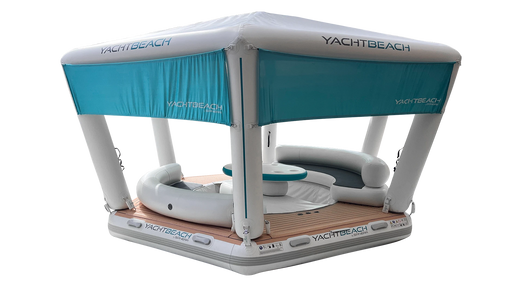 Yachtbeach Pavilion Beachclub Setup with curtains