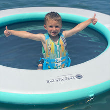 Load image into Gallery viewer, Paradise Pad 8&#39; Round Splash Island Lake Pad with boy on board..