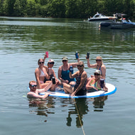 Paradise Pad 8' Round Splash Island Lake Pad with 7 adults on board
