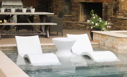 Ledge Signature Chaise Deep In-Pool Loungers and Table Set