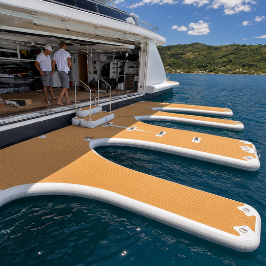 SeaRaft M-Shape Deluxe Jet Ski Dock 1400 - 17'4" x 13'1" (Rounded Teak)