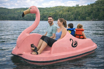Adventure Glass Pink Flamingo Pedal Boat 4 Person Platform