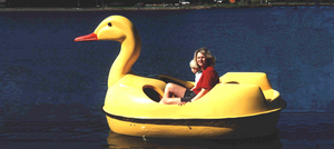Mother and son enjoying the Adventure Glass Duck Classic 2 Person Paddle Boat