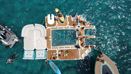 Yachtbeach Platform 3.08 Premium Teak 10.1’x5′ connected to other platform 