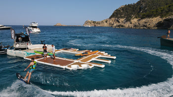 Yachtbeach Platform 3.08 Premium Teak 10.1’x5′ connected to other platforms